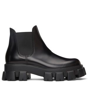 PRADA Black Leather Monolith Chelsea Boots - COMES WITH ORIGINAL BOX